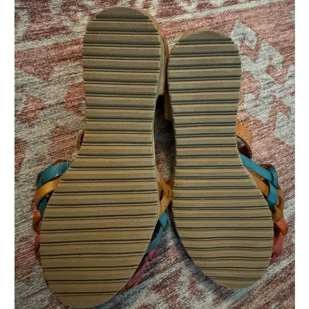 Girls Huaraches Leather Sandals Butterfly Embroidered NEW size 11 Made in Mexico